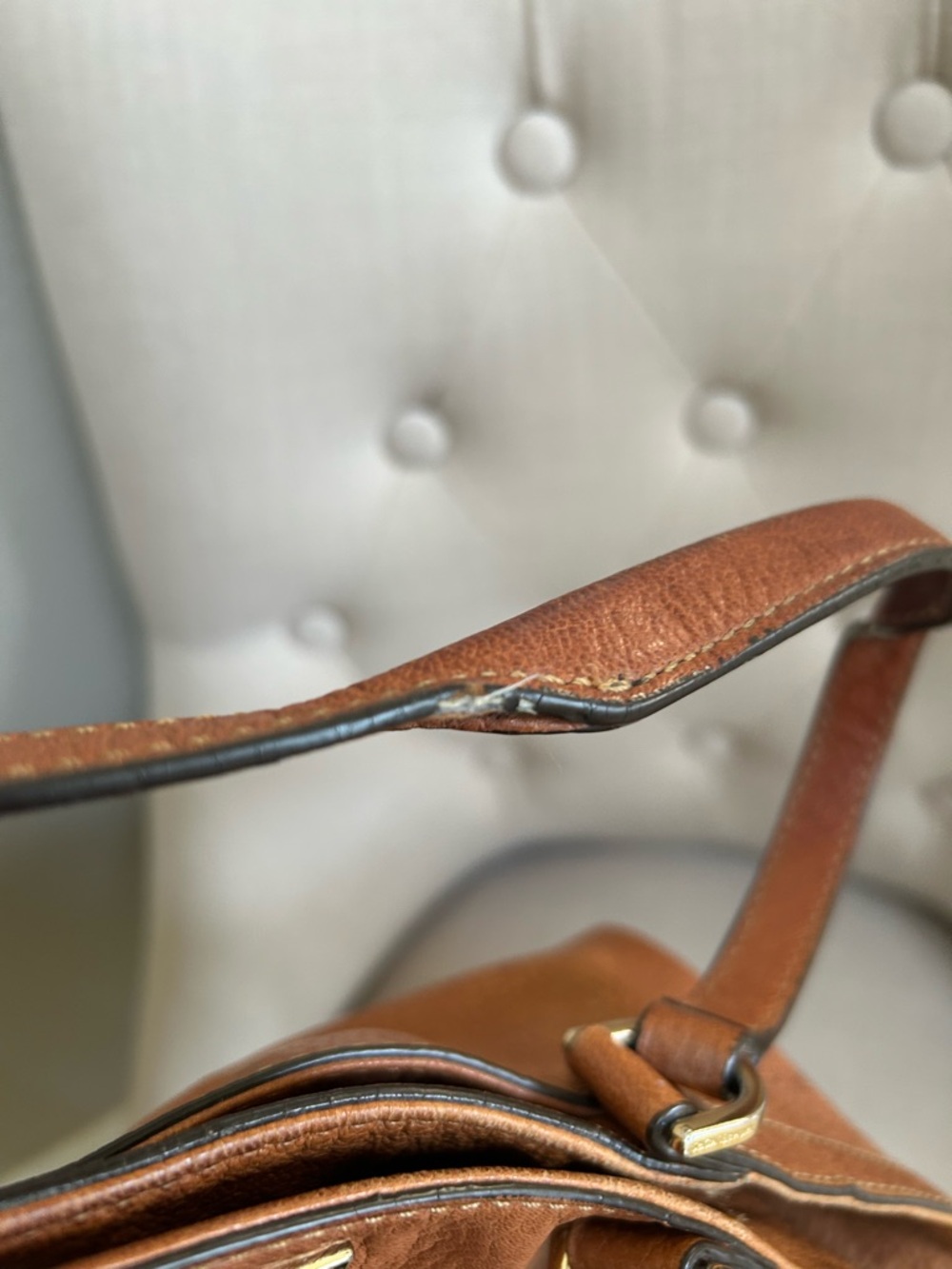 Michael Kors Chestnut Pebbled Leather Shoulder Bag with Gold Hardware - Picture 5 of 16